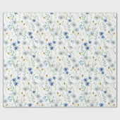 Papier Cadeau Aquarelle Fleur sauvage bleu (Plat)