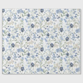 Papier Cadeau Aquarelle Fleur Sauvage Bleue (Plat)