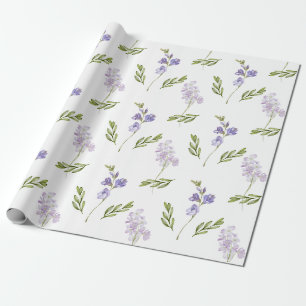 Papier Cadeau Aquarelle Fleur Sauvage Bleue