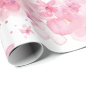 Papier Cadeau Aquarelle Fleurie Rose (Coin rond)