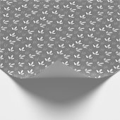 Papier Cadeau Aquarelle Fleurs blanches Gris Motif (Coin)