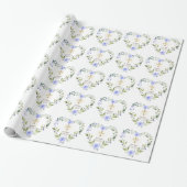 Papier Cadeau Aquarelle Fleurs Bleues Gold Cross Boy Baptême (Déroulé)