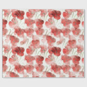 Papier Cadeau Aquarelle Fleurs de pavot rouge (Plat)