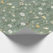 Papier Cadeau Aquarelle Fleurs Delicate Foliage Motif vert (Coin)