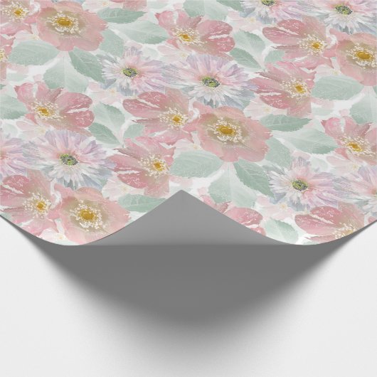 Papier Cadeau Aquarelle fleurs délicates. (Coin)