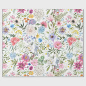 Papier Cadeau Aquarelle Fleurs Jardins Mixtes (Plat)