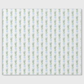 Papier Cadeau Aquarelle Floral bleu avec verdure (Plat)