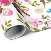 Papier Cadeau Aquarelle Floral Boho Chic (Coin rond)