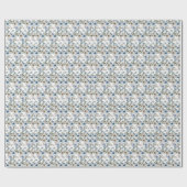 Papier Cadeau Aquarelle Floral Dusty Blue Flower Cravate (Plat)