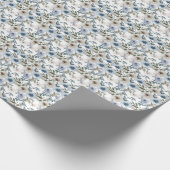 Papier Cadeau Aquarelle Floral Dusty Blue Flower Cravate (Coin)