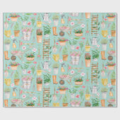 Papier Cadeau Aquarelle Floral jardinage Outils Jardin (Plat)