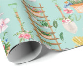 Papier Cadeau Aquarelle Floral jardinage Outils Jardin (Coin rond)