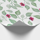 Papier Cadeau Aquarelle Floral Vert Feuilles papier d'enveloppem (Coin)