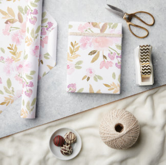 Papier Cadeau Aquarelle Florale 