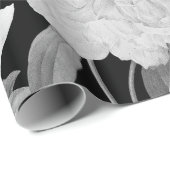 Papier Cadeau Aquarelle florale Black & White Peonies (Coin rond)