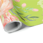 Papier Cadeau Aquarelle florale Cactus vert (Coin rond)