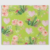 Papier Cadeau Aquarelle florale Cactus vert (Plat)
