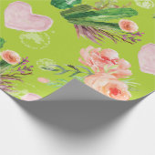 Papier Cadeau Aquarelle florale Cactus vert (Coin)