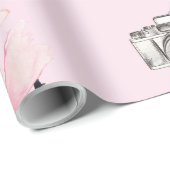 Papier Cadeau Aquarelle florale Camera Chic (Coin rond)