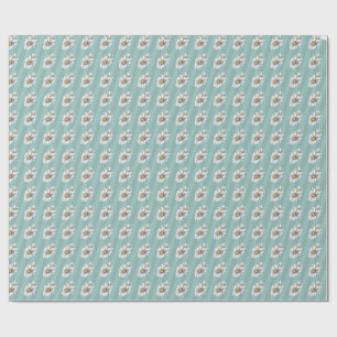 Papier Cadeau Aquarelle Florale Daisy Œuf de Canard Bleu Boho