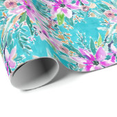 Papier Cadeau Aquarelle florale de BIENVEILLANCE TROPICALE (Coin rond)