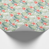 Papier Cadeau Aquarelle florale de ketmie tropicale de feuille (Coin)