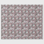 Papier Cadeau Aquarelle Florale : Fleurs dessinées à la main. (Plat)