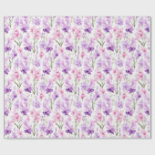 Papier Cadeau Aquarelle florale - Gladiolas rose et violet (Plat)