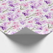 Papier Cadeau Aquarelle florale - Gladiolas rose et violet (Coin)