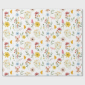 Papier Cadeau Aquarelle Florale Illustration Fleurs sauvages (Plat)