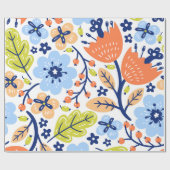 Papier Cadeau Aquarelle florale Impression en feuillage vert ora (Plat)