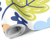 Papier Cadeau Aquarelle florale Impression en feuillage vert ora (Coin rond)