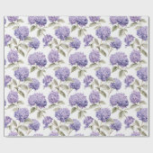 Papier Cadeau Aquarelle florale - Lavande Purple Hydrangeas (Plat)