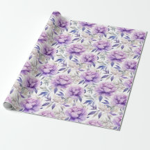 Aquarelle florale - lavande violet pivoines