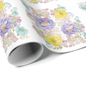 Papier Cadeau Aquarelle florale motif élégant (Coin rond)