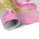 Papier Cadeau Aquarelle Florale Pretty Rose (Coin rond)