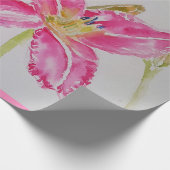 Papier Cadeau Aquarelle florale rose Lillies (Coin)