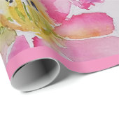 Papier Cadeau Aquarelle florale rose Lillies (Coin rond)