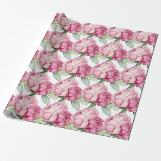 Papier Cadeau Aquarelle florale rose pis rose roses roses (Déroulé)