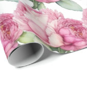 Papier Cadeau Aquarelle florale rose pis rose roses roses (Coin rond)