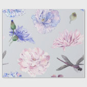Papier Cadeau Aquarelle florale rose rose (Plat)