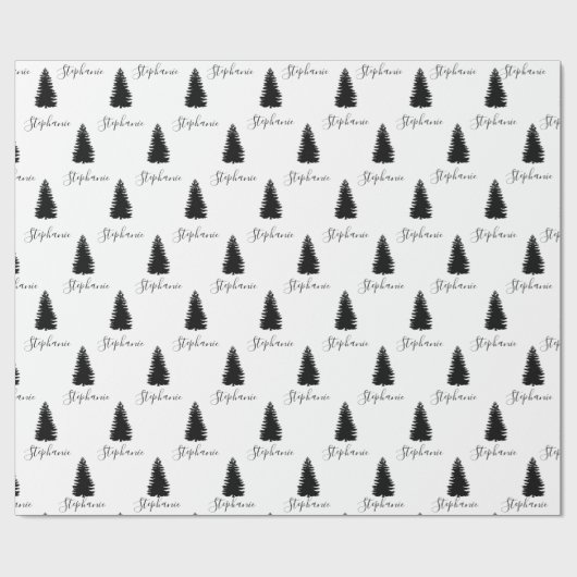 Papier Cadeau Aquarelle Forêt de sapins rustiques Enveloppement (Plat)