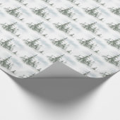 Papier Cadeau Aquarelle Forêt de sapins rustiques hiver (Coin)