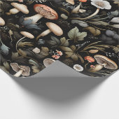 Papier Cadeau Aquarelle Forêt Verdure Champignons Automne (Coin)