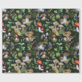 Papier Cadeau Aquarelle Forêt Verdure Champignons Berries Automn (Plat)