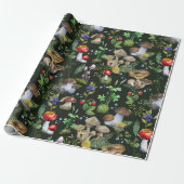 Papier Cadeau Aquarelle Forêt Verdure Champignons Berries Automn (Déroulé)