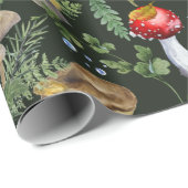 Papier Cadeau Aquarelle Forêt Verdure Champignons Berries Automn (Coin rond)
