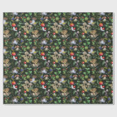 Papier Cadeau Aquarelle Forêt Verdure Champignons Berries Automn (Plat)