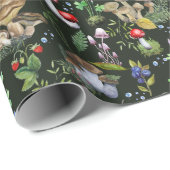 Papier Cadeau Aquarelle Forêt Verdure Champignons Berries Automn (Coin rond)