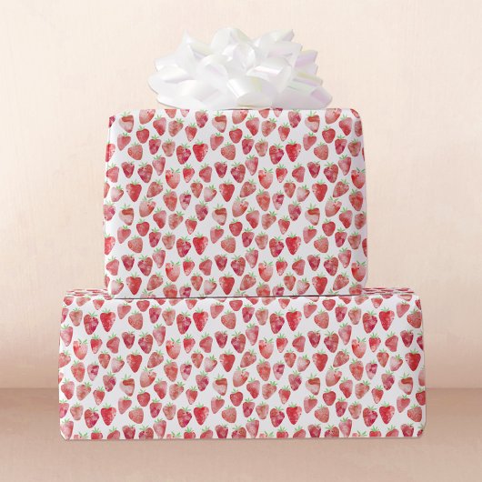 Papier Cadeau Aquarelle fraise